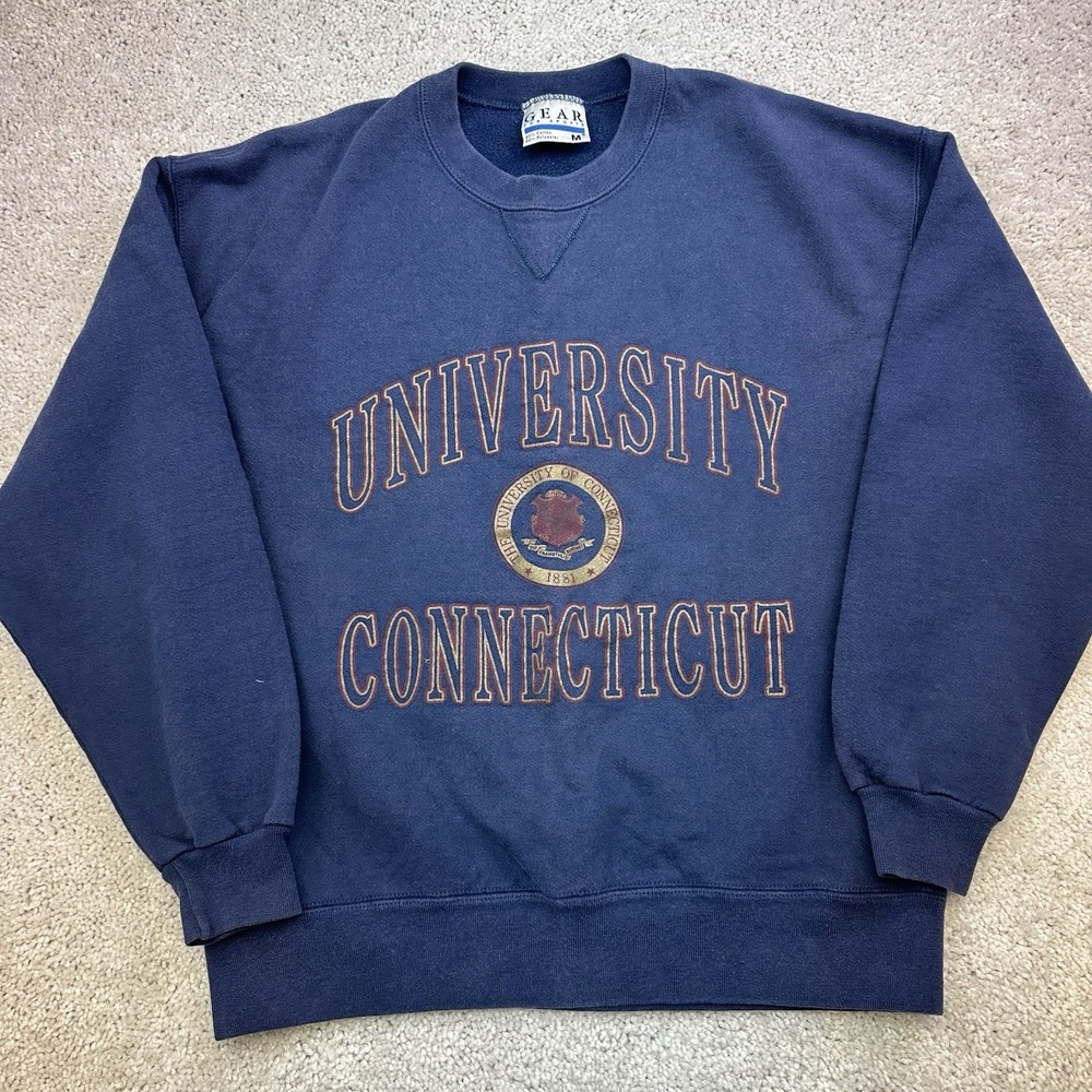Vintage University of Connecticut Huskies Sweatshirt Mens M Navy NCAA College